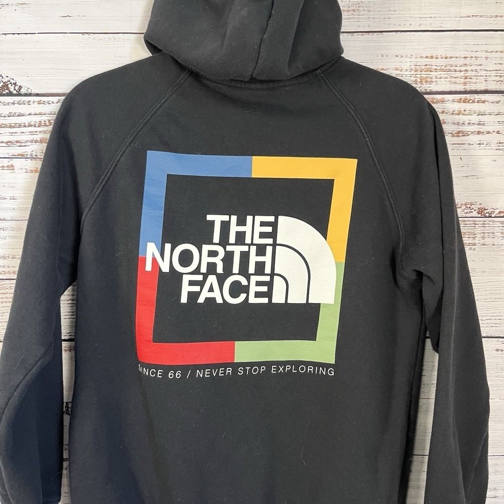 The North Face Pullover Hoodie Women's Small Black Graphic On Back Spell Out - Picture 6 of 9
